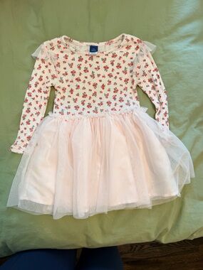 Old Navy White Ribbed Baby Tank with Red Floral Print